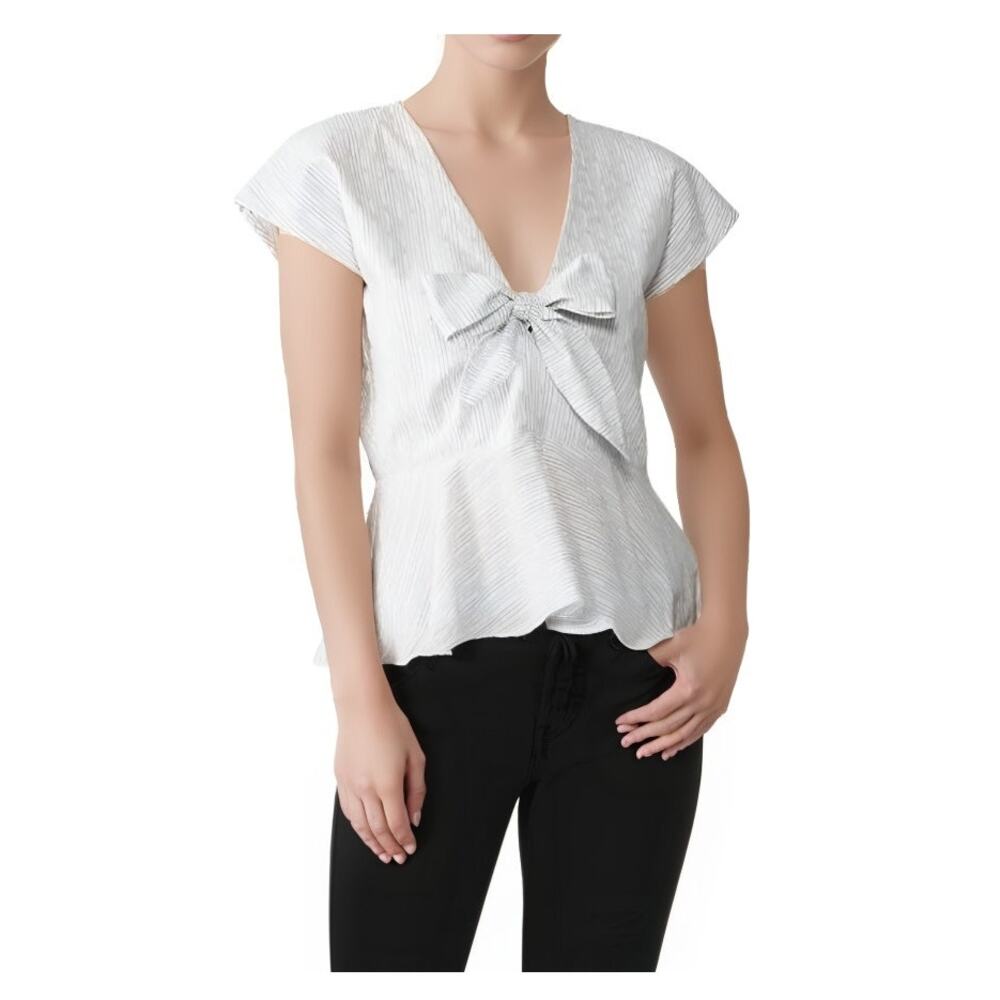 Waverly Grey V-Neck Steph Top in Blue Size Medium